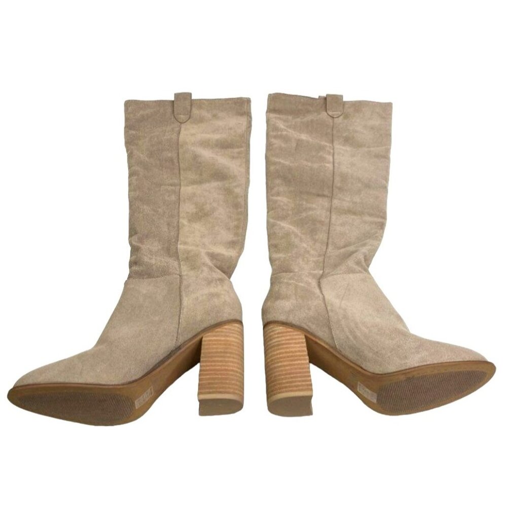 Mi.iM Womens Beige Suede Knee High Block Heel Boots Size 9 - Picture 1 of 6